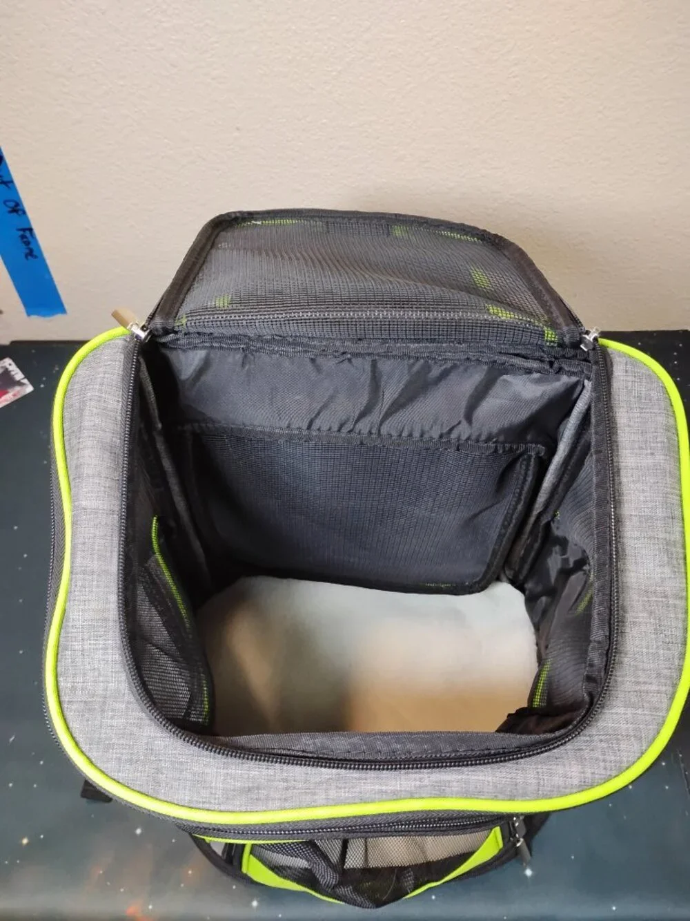 Baglher Pet Backpack Carrier Grey Lime Green Mesh Travel Bag for Small Cat Dog